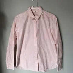ユニクロ　ピンクストライプシャツ　綿100% S