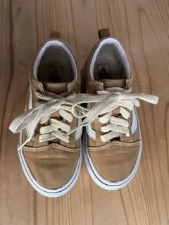 Vans ブラウン　ベージュ　ローカット スニーカー　20センチ　紐