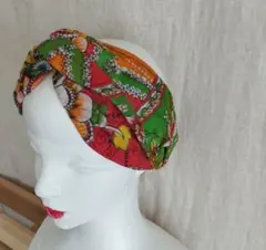 ヴィンテージ コットン ヘアターバン スカーフ レトロ 綿100% パリジェンヌ