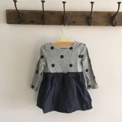 ベビーギャップ baby gap12-18m80センチ水玉胸下切り替えワンピース