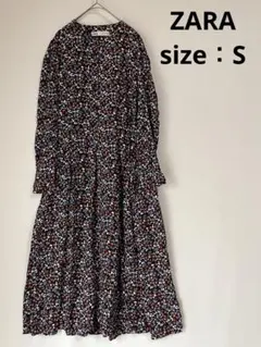 ZARA 花柄　ロングワンピース　長袖　ゆったり
