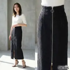 ★美品★SOMETHING サムシング【S】デニムタイトスカート レオパード