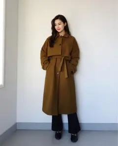 ブラウン ロングコート ベルト付き