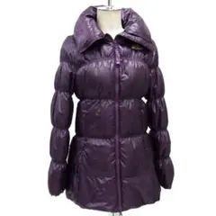 極美品　アディダス　光沢　立体　長め　ダウン コート　パープル　レディース M