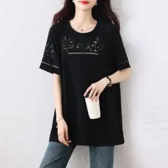 夏服コーデ 大きいサイズ 刺繍 Tシャツ きれいめコーデ ファッション 無地