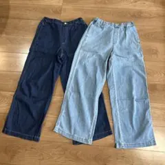 ユニクロ　ワイドストレートデニムパンツ　2本セット　キッズ　160