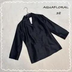 【AQUA FLORAL】 新品 7分袖ジャケット (38) 黒 フォーマルのサムネイル