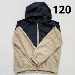 GU ナイロンパーカ 120 カラーブロックフーディブルゾン