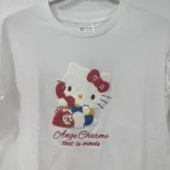 新品 サンリオ キティ サガラ刺繍 肩フリル Tシャツ M ホワイトのサムネイル