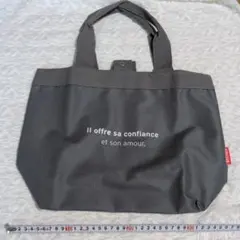グレー メッセージプリント トートバッグ　セシール　厚地