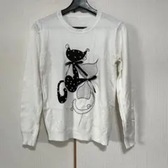 猫ラインストーンニット