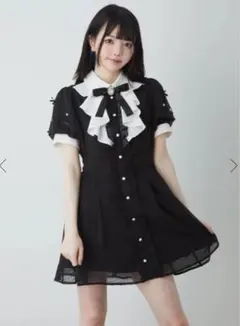 最終価格 Ank Rouge シアーチェックドーリーワンピース黒 Mサイズ