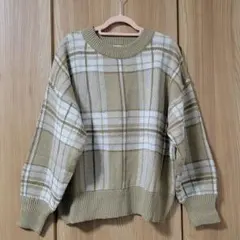 新品　earth　チェック　ニット　プルオーバー