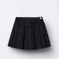 ZARA ベビー 新品 デニムボックスプリーツスカート 98 ダメージ ブラックのサムネイル