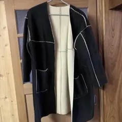 ダークグリーン ムートンコート ロング丈
