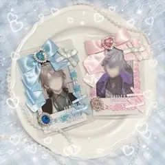 ♡ジュエルリボン2点セット♡ B8 硬質ケースデコ ピンク 水色 ホイップデコ
