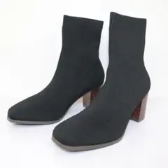 【tukn】感動ブーツ ソックスブーツ 22cm 黒 ヒール高7cm スタイル