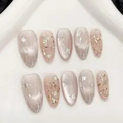 ネイルチップ　ちゅるん　フレンチ　マグネット　キャッツアイ　シェル　ホログラム星