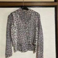 ヒョウ柄 長袖 クロップドニット