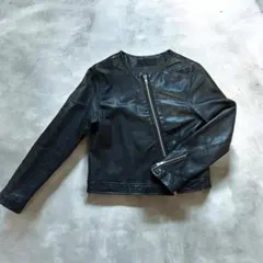 【羊革】ラムレザー　ライダースデザインジャケット　ブラックのサムネイル
