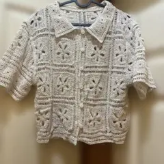 クロシェ編み衿付カーディガンのサムネイル