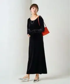 FREAK'S STORE/ベロア バレエネック ロング ワンピース