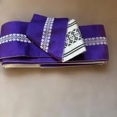 紫色 半幅帯 幾何学模様