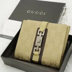 新品同様/未使用級　箱付き　GUCCI グッチ　折り財布　GG柄　ジャッキー