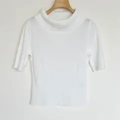 美品 M’S GRACY エムズグレイシー オフタートルニット ホワイト38半袖のサムネイル