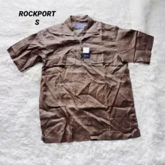 【新品タグ付】ROCKPORT ロックポート 麻100% 半袖シャツ 茶 Sのサムネイル