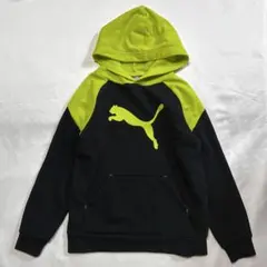 PUMA切り替えプルパーカーイエロー×ブラック140