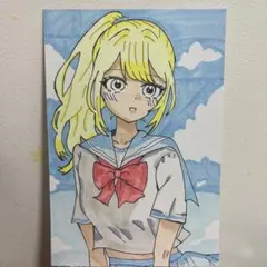 ♡ 一点物 手描き イラスト オリジナル アナログ 金髪ギャル 女の子