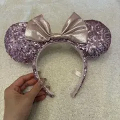 【美品】ディズニー公式 ミニーマウス カチューシャ 定番 スパンコール ピンク