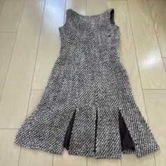 ノースリーブ 膝丈ツイードワンピース