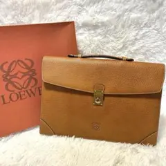 美品✨LOEWE アナグラム シボ革 ビジネスバッグ A4収納 ブラウン