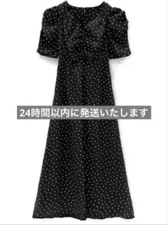 GRL ドット柄バックレースアップフレアワンピース js08