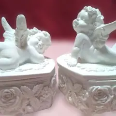 〈訳あり〉2個セット天使のハート型小物入れ