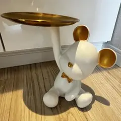 くま ベア トレイ オブジェ 小物置き アクセサリートレー ホワイト×ゴールドのサムネイル