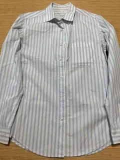 GU ストライプ長袖シャツ ブルー系 カジュアルシャツ