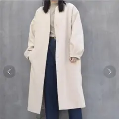 w closet エコウールノーカラーロングコート　F ピンクのサムネイル