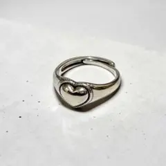 ボリュームハート シルバー リング 指輪 アクセサリー シンプル 韓国 上品