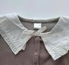 ワッフルコットン襟レーストップス　ロンT tete a tete バースデイ