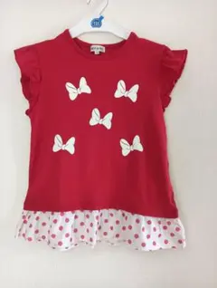 ★新品★リボン柄130cm赤チュニックワンピース★シューラルー