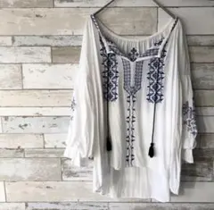 ivory courtアイボリーコート 白 ホワイト 刺繍 ブラウス　7分丈のサムネイル