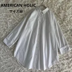 アメリカンホリック　シアービッグシルエットシャツチュニック　ホワイト　白　Mのサムネイル