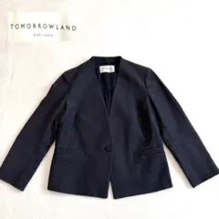 TOMORROWLAND ノーカラージャケット ネイビー 36のサムネイル