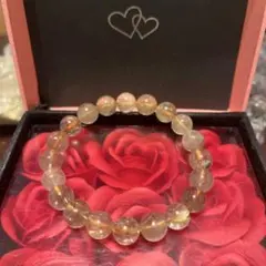 天然石ブレスレット　ゴールドルチルクォーツ