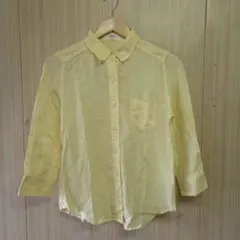 UNIQLO リネン混合 長袖シャツ 黄色