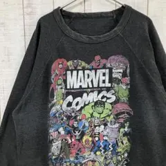マーベル　古着　長袖　ラグラン スウェット プリント　アメカジ ゆるだぼ