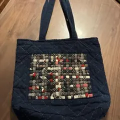 ネイビー キルティング トートバッグ